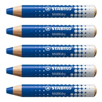 Crayon marqueur effaçable - STABILO MARKdry - Bleu - Lot de 5