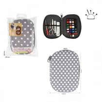 Pochette à couture 16x12cm fleurs blanches sur fonds rose