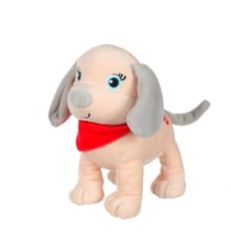 Peluche - Peluche chien Fun Puppies Sonore, beige foulard rouge - 17 cm