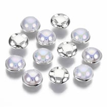10 Boutons Aspect Métal et Perle NACRE blanc 12 mm acrylique - creation couture diy
