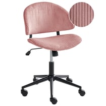 Chaise de Bureau Rose en Velours Côtelé Pivotante avec Assise et Dossier Hauteur Réglable Style Moderne
