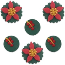 6 Décors Fleurs de Noël en sucre