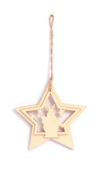 Suspension Etoile Renne Bois 122X130X7mm