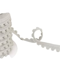 Bobine 25m élastique à pompons gris clair 13mm