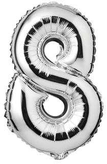 BALLON CHIFFRE 8 - ARGENT Ø 41 CM