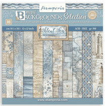 Pochette de 10 feuilles recto verso Stamperia Silent sea maxi background