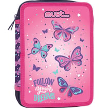 Trousse garnie Papillons Roses 21 CM - 2 compartiments