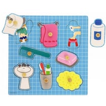 Puzzle en bois encastrement salle de bain 8 pieces - goula - 53032