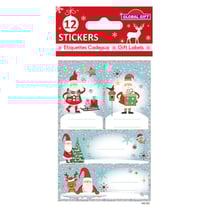 12 étiquettes adhésives de Noël - Paillettes argentées