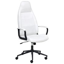Chaise de Bureau Blanc Cassé en Tissu Pivotant Réglable avec Accoudoirs Style Traditionnel Moderne
