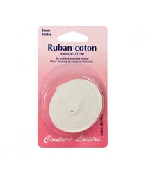 Ruban coton ourlets blanc 6 mm X 5 m - Distrifil Blanc