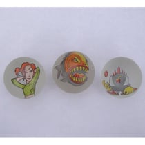 3 calots super heros / animaux 3.5cm - boulards - jeu de recreation - bille