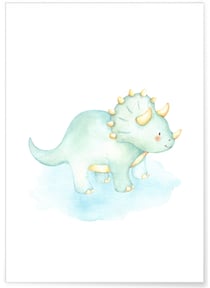 Affiche Enfant Tricératops | A3 : 29,7x42cm