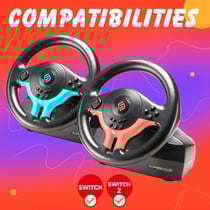 Subsonic ? Volant Superdrive SV250-S - Volant de Course Switch 2 / Switch. Rotation à 180 , avec pédales et palettes au volant ? Blue Edition