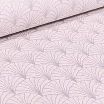 Tissu Toile Polycoton Lurex Eventails Blanc