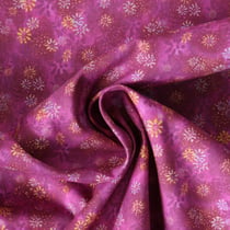 Tissu Coton imprimé  fleuris Lilianah sur fond Prune - Au mètre