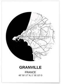 Affiche Carte Granville | A3 : 29,7x42cm