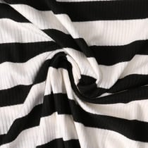 Tissu Jersey Viscose cotêlé Oréane rayures Noires sur fond Blanc - Au mètre