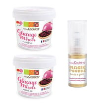 Préparation glaçage miroir neutre 440 g + 1 poudre alimentaire irisée dorée