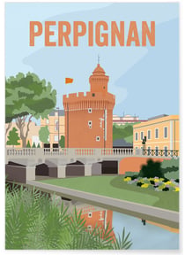 Affiche ville Perpignan | A3 : 29,7x42cm
