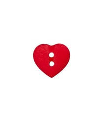 Carte de 4 boutons Coeur 2 trous 12mm - Union Knopf Rouge