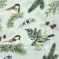 Lot de 4 serviettes en papier découpage collage 33 cm OISEAU PIN PIGNE O 602