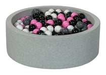 Piscine à balles Aire de jeu + 450 balles noir,blanc,rose clair,gris - Velinda
