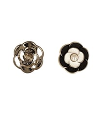 Bouton métal fleur perle noir et blanc