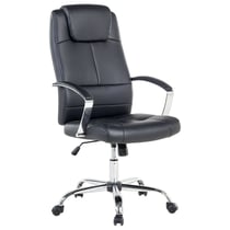 Chaise de Bureau Fauteuil Cuir PU Noir avec Pied Chromé à Roulettes Réglable en Hauteur Design Ergonomique Moderne avec Dossier Inclinable Beliani