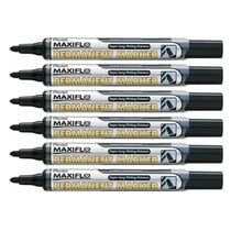 Lot de 6 marqueurs permanents - PENTEL - MAXIFLO NLF50 - Pointe ogive 2 mm - Noir