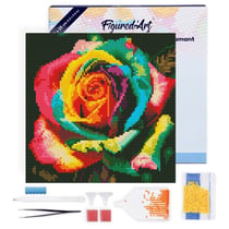 Mini Diamond Painting Broderie Diamant Figured’Art 25x25cm toile tendue sur châssis en bois - diamants ronds - Rose Multicolore