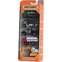 Pack de 5 vehicules matchbox : mbx construction iii - mattel - hfh05 - set voitures miniatures - camion - pelleteuse