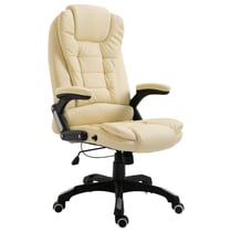Chaise fauteuil siège de bureau informatique étude similicuir crème 02_0024000