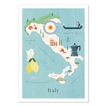 Affiche 30x40 cm - Italy Map Travel Poster - Henry Rivers