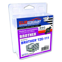 Lot de 3 rubans compatibles pour titreuse Brother TZE-111 6mm/8m plastique noir sur transparent