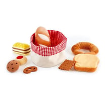 Hape - Jeu d'imitation en feutrine gamme cuisine - Panier de petits pains et viennoiseries pour enfants