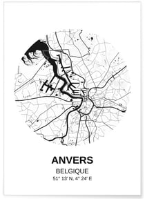 Affiche Carte Anvers | A3 : 29,7x42cm