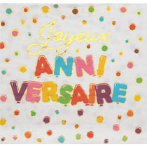 Carte Double Anniversaire Chat tigré et cotillons multicolores