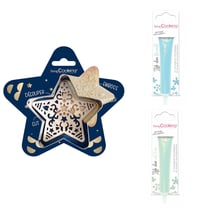 Kit pour biscuit en relief Étoile + 2 Stylos au chocolat bleu pastel et vert d'eau