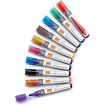 Lot de 10 marqueurs effaçables à sec - NOBO - Pointe ogive 3 mm - Couleurs assorties