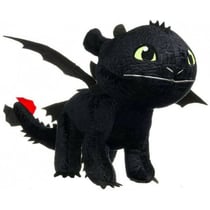 Peluche géante krokmou dragon noir 80 cm - grande peluche licence dragons xl