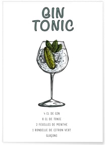 Affiche Cocktail Gin Tonic | A3 : 29,7x42cm