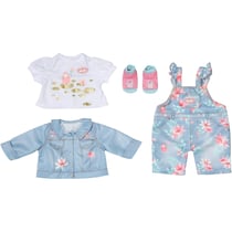 Baby Annabell Active Deluxe Jeans 43cm avec veste, chemise, pantalon et chaussettes.