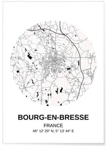 Affiche Carte Bourg-en-Bresse | A3 : 29,7x42cm