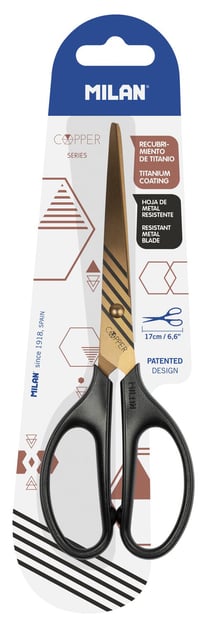 Blister ciseaux de bureau 17 cm série Copper, noir