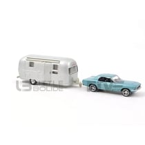 Voiture Miniature de Collection - NOREV 1/43 - FORD Mustang with Trailer Airstream - 1968 - Blue Metallic