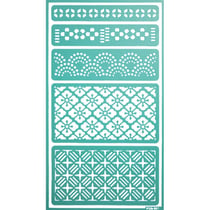 MégaCréa DIY - Pochoir adhésif repositionnable Bordure fantaisie 11,5 x 20,5 cm