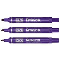 Lot de 3 marqueurs permanents PENTEL PEN N50 pointe conique 4,3mm - Violet