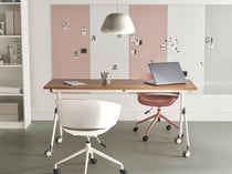 Bureau Pliant Marron et Blanc Structure en Métal Rectangulaire à Roulettes Mobile 160 x 60 cm Style Moderne