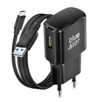 Blue Star Chargeur Secteur Universel USB QuickCharge 2.0 avec Câble Micro-USB Noir